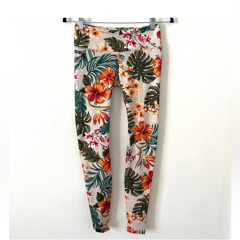 Aviator Nation Size S Kauai Leggings Multicolor Hawaiian Floral RARE
